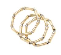 Nuevo 2025 unisex moderno de oro acrílico/color plateado cuentas de tubo delgada pulseras para mujeres declaración resina espaciador extenso hallazgos de joyas de codo de codo