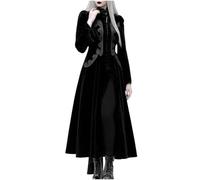 Nuevo 2025 Vestidos renacentistas para mujer, vestido medieval maxi para mujer con bordado, cuello alto, manga larga, vestido de baile con ranura, vintage, vampiro, bruja, vestido de fiesta, Halloween