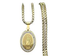 Nuevo 2025 Virgen María y Collar de Medalla para Mujeres Hombres de Acero Inoxidable Color de Oro Drinestona Nuestra Señora de Aparecida Decoración de la Cadena Joyería Conmemorativa con ustedes