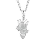 Nuevo 2026 Llevar el Collar Colgante de mapas de África para Mujeres para Mujeres Crystal Gold Color Cuba Cuba Cuban Link Cadena Helada Crown Hip Hop Jewellry 104 Joyería Accesorios de Moda de Moda