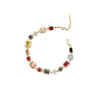 Nuevo 2026 Pera Luxury Gold Color Multicolor Cubic Zirconia Pulseras de cadena de enlace ajustable para hombres y mujeres Joyas de decoración de estilo hip hop con ustedes accesorios de moda mejor
