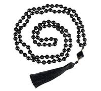 Nuevo 2026 Unisex 108 Japamala Beads Collares Mujeres 6 8 mm Piedra negra Cera hecha de cera Hombres anudados Meditación Yoga Bendición Rosario Joyas de moda Accesorios de moda Regalo creativo para