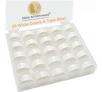 Nuevo 25 piezas de colores surtidos 70D/2 (60WT) hilo de bobina preenrollado de plástico tamaño A SA156 for bordado y máquina de coser hilo de poliéster hilo de bordar DIY hilo de coser(60wt White)