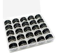 Nuevo 25 piezas de colores surtidos 70D/2 (60WT) hilo de bobina preenrollado de plástico tamaño A SA156 for bordado y máquina de coser hilo de poliéster hilo de bordar DIY hilo de coser(60wt Black)