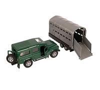 Nuevo 4X4 Green Land Rover Coche con Ganado DE Plata Trailer 01:43 TEAMSTERS Escala