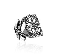 Nuevo anillo de brújula vikinga de acero inoxidable para hombre Sello nórdico Apertura de moda retro Anillo vikingo Regalo de joyería de motociclista de moda