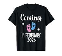 Nuevo bebé llegará en febrero de 2026 Funny Baby Shower Boy Girl Camiseta