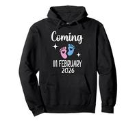 Nuevo bebé llegará en febrero de 2026 Funny Baby Shower Boy Girl Sudadera con Capucha