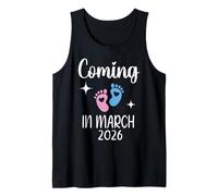 Nuevo bebé llegará en Marzo de 2026 Funny Baby Shower Niños Niñas Camiseta sin Mangas