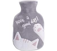 Nuevo Botella de agua caliente pequeña de 350 ml, linda bolsa de agua caliente para gatos con cubierta de felpa lavable, paquete caliente reutilizable portátil de invierno Calentador de Pies