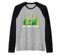 Nuevo Brunswick Moose Naturaleza Amante Camiseta Manga Raglan