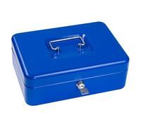 ¡¡¡NUEVO!!! Caja SAX 25x18x9 cm, monedero, AZUL, Robusta caja de chapa de acero con monedero de 5 compartimentos - Extraíble, cerradura de seguridad incl. 2 llaves