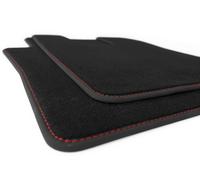kh Teile - Alfombrillas para camiones Scania R S, cabina de conductor, alfombra, tuning, costuras decorativas rojas, 2 x terciopelo negro