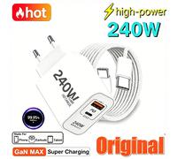 Nuevo Cargador Rápido GaN Original de 240W, USB PD 2 en 1, Adaptador de Enchufe EU/US de Carga Súper Rápida para iPhone 15 16 17, Samsung, Huawei, Xiaomi