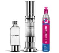 SodaStream® Esparcidor de agua de acero inoxidable de enso™, incluye 1 litro de botella de plástico sin BPA (apto para lavavajillas) + cilindro de CO2 Quick Conntect, color: plateado