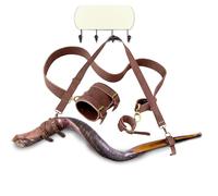 Nuevo cinturón de cuerno "Shofarot Israel" Shofar Correa de cuero genuino León de Judá Cinturón ajustable de cuerno de guerra con cierre de hebilla - Correa Kudu Shofar personalizable