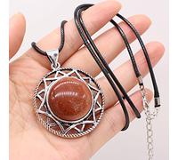 Nuevo collar de piedra natural forma redonda cristal ópalo malaquita moda Reiki Heal Tribe collar joyería regalo,arena dorada