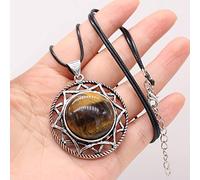 Nuevo collar de piedra natural forma redonda cristal ópalo malaquita moda Reiki Heal Tribe collar joyería regalo,ojo de tigre