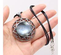 Nuevo collar de piedra natural forma redonda cristal ópalo malaquita moda Reiki Heal Tribe collar joyería regalo,Concha negra