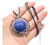 Nuevo collar de piedra natural forma redonda cristal ópalo malaquita moda Reiki Heal Tribe collar joyería regalo,Lapislázuli