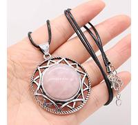 Nuevo collar de piedra natural forma redonda cristal ópalo malaquita moda Reiki Heal Tribe collar joyería regalo,Cuarzo rosa