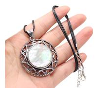 Nuevo collar de piedra natural forma redonda cristal ópalo malaquita moda Reiki Heal Tribe collar joyería regalo,Concha Blanca