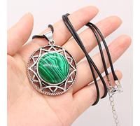 Nuevo collar de piedra natural forma redonda cristal ópalo malaquita moda Reiki Heal Tribe collar joyería regalo,Malaquita