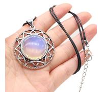 Nuevo collar de piedra natural forma redonda cristal ópalo malaquita moda Reiki Heal Tribe collar joyería regalo,Ópalo