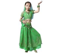 Nuevo Conjunto de baile para niñas - atuendo teatral estilo para actuation infantil vestido cómodo de verano para niñas 5 a 15 años espectáculo en escenario con cintura elástica y diseño (Green, 8-10