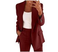 Nuevo Conjunto de Traje de Dos Piezas para Mujer con Chaqueta Formal de Manga Larga y pantalón cómodo para Oficina y Negocios sin Repetir Palabras Clave (Red, XL)