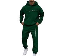 Nuevo Conjunto deportivo informal de dos piezas con capucha y manga raglán para hombre ropa cómoda con bolsillos y cordón ajustable ideal para uso diario y temporada durante todo el año (Dark Green,
