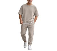 Nuevo Conjunto para Hombre Vestimenta Semi Formal Diaria con Tejido cómodo y Resistentes Estilo Moderno para Uso Diario en Temporada cálida (Khaki, XXXL)
