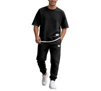 Nuevo Conjunto para Hombre Vestimenta Semi Formal Diaria con Tejido cómodo y Resistentes Estilo Moderno para Uso Diario en Temporada cálida (Black, XXXXXL)