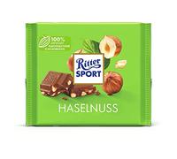 Nuevo diseño: avellana RITTER SPORT 100 g, chocolate con leche entera con avellanas tostadas, tablero de chocolate con sabor a nuez, chocolate de mesa con mordida delicada