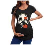 Nuevo esqueleto de la cabeza Halloween mujeres embarazadas ropa top teasing camiseta europea y límite top mujeres embarazadas camiseta body mujer fiesta, Vino, XL