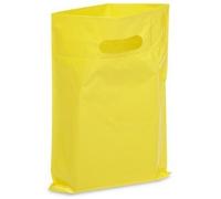 Nuevo - extra de grosor 1,5 Mil - 50 brillante mercancía bolsas, al por menor bolsas de la compra, 9 "x 12" con asa reforzada de 3 "plegable no, refuerzo de corte Die, 9"x12", Amarillo, 50