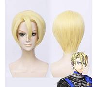 Nuevo Fire Emblem Threehouses Peluca Cosplay Dimitri Alexandre Bladud Corto Rubio Dorado Disfraz Pelucas Halloween + Gorra de peluca