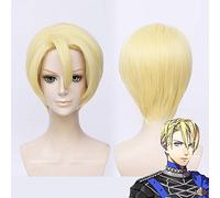 Nuevo Fire Emblem Threehouses Peluca Cosplay Dimitri Alexandre Bladud Corto Rubio Dorado Disfraz Pelucas Halloween + Gorra de peluca