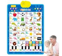 Nuevo gráfico de pared parlante 2025 para niños, póster de aprendizaje en inglés y español con canciones, ABC, números, palabras de animales y piano (D)