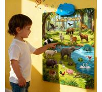Nuevo gráfico de pared parlante 2025 para niños, toque para aprender, no requiere pantalla, póster de aprendizaje de inglés con canciones, ABC, números, palabras de animales y piano, aprendizaje a