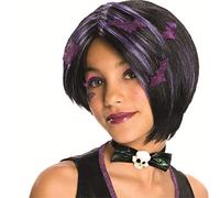 Nuevo Halloween Monster High Toralei Stripe Cosplay Peluca Negro Púrpura Mezcla De Colores Peluca Disfraces + Peluca Sombrero