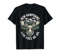 Nuevo Hampshire Live Free Or Die Moose Vintage Souvenir Camiseta
