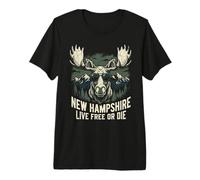 Nuevo Hampshire Live Free Or Die Moose Vintage Souvenir Camiseta Premium