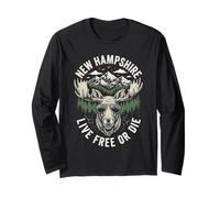Nuevo Hampshire Live Free Or Die Moose Vintage Souvenir Manga Larga