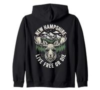 Nuevo Hampshire Live Free Or Die Moose Vintage Souvenir Sudadera con Capucha