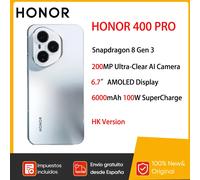 NUEVO HONOR 400 Pro 5G Smartphone 6,7 ′′ AMOLED Snapdragon 8 Gen 3 MagicOS 9,0 200MP AI Ultra HD Lente 6000mAh 100W SuperCharge eSIM Grey
