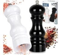 NUEVO Juego de 2 piezas de molinillo de cerámica blanco y negro 18 cm de sal ...