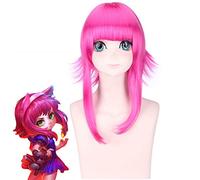 Nuevo Juego Lol Annie Cosplay Pelucas Para Mujeres 45Cm Rosa Rojo Pelo Sintético Resistente Al Calor Perucas Cosplay Peluca Pl-565
