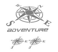 Nuevo kit de pegatinas Rosa de los Vientos Adventure de 34 cm + 2 pegatinas rosa de los vientos de 15 cm Maletas para moto Enduro Trail Off Road 4x4 para coche o moto (gris claro brillante)