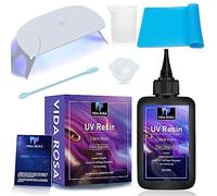 Nuevo kit de resina UV VIDA ROSA súper transparente para principiantes en resina - cura rápida con lámpara UV, taza medidora, varilla de silicona para agitar y herramientas